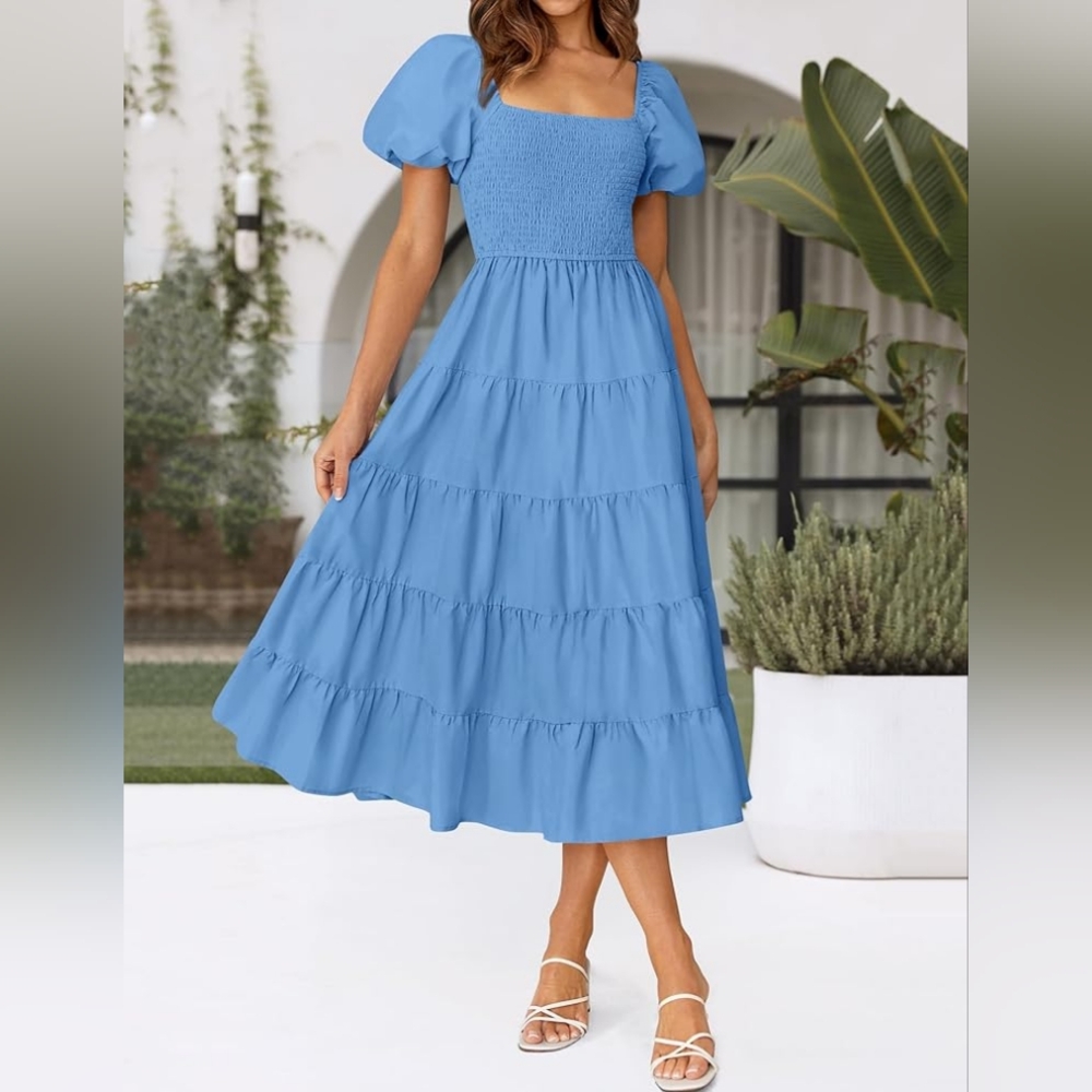 SALE🎉 Host Pick🎉 🌺 Beautiful Summer Ruffled Midi Dress 🌺 - Picture 4 of 11